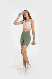 Velafit All Day High Waist Shorts-Green