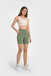 Velafit All Day High Waist Shorts-Green