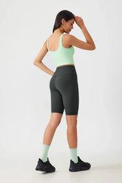 Débardeur de yoga court sans coutures - Vert fluo