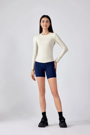Slim Fit Yoga Fitness Long Sleeve Top-Egg white