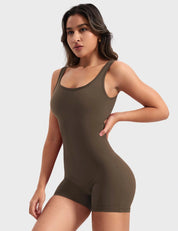 Velafit Lizvette V-Back Romper-Coffee