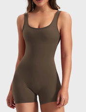 Velafit Lizvette V-Back Romper-Coffee