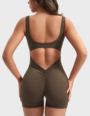 Velafit Lizvette V-Back Romper-Coffee